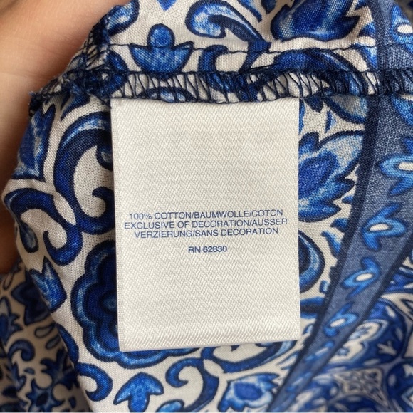 Land’s End Blue Tile Patterned Blue White Lightweight Dress M - Picture 6 of 9